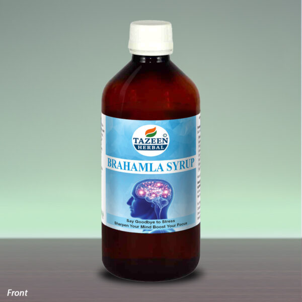 Bottle of Tazeen Brahmla Syrup – Natural Brain Tonic for Memory, Anxiety, and Depression Relief