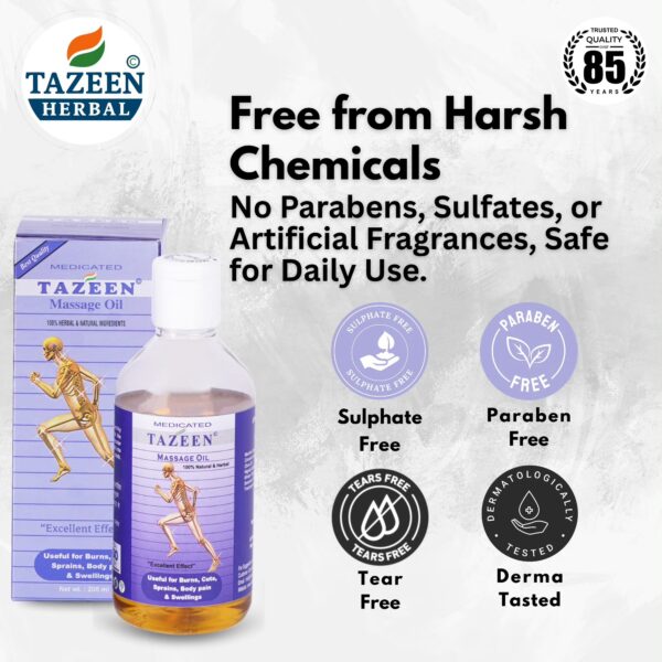 Tazeen Massage Oil free from parabens sulphates and harmful chemicals
