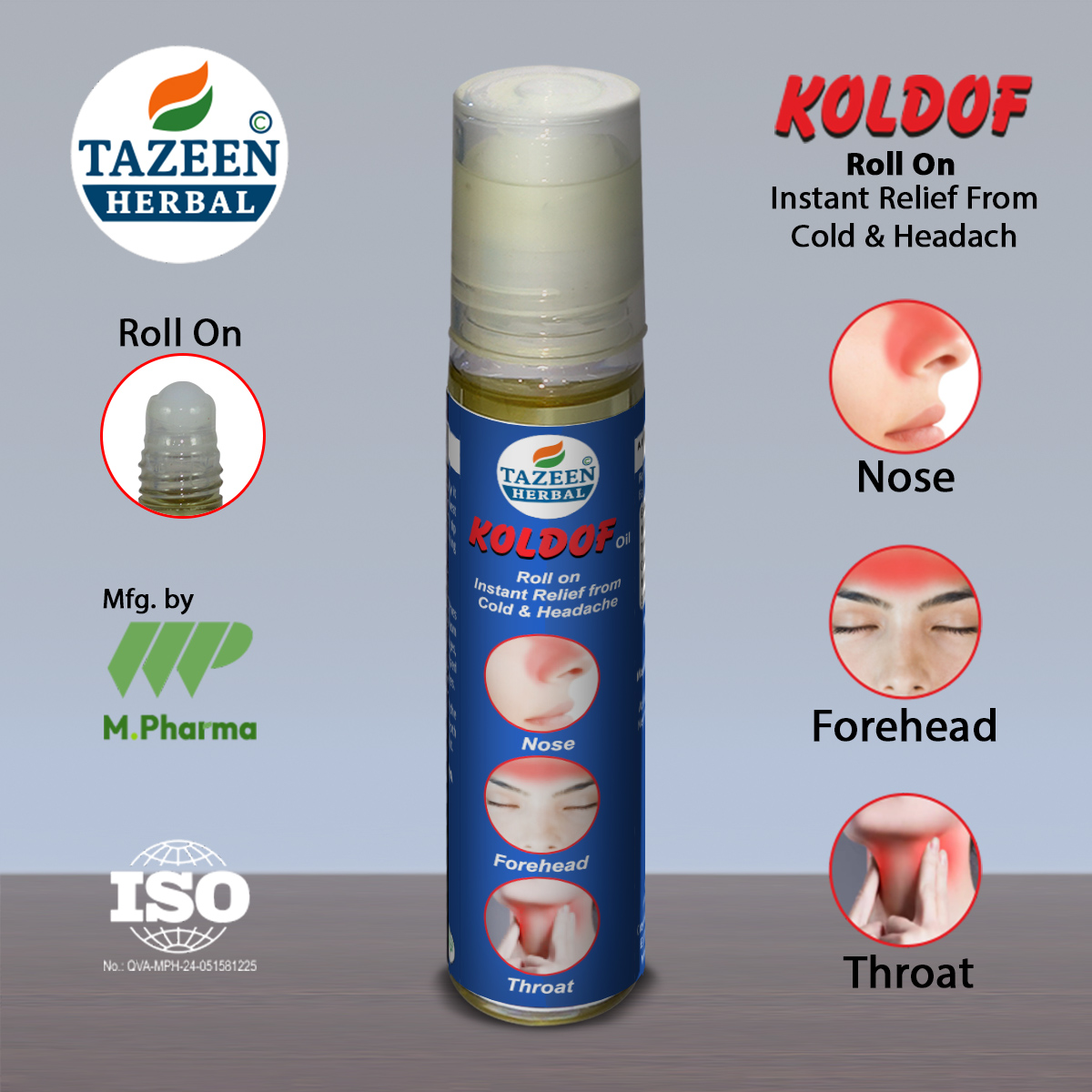 Koldof Oil Roll-On – Herbal cold, sinus & headache relief oil