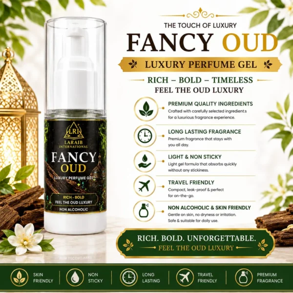 Fancy Oud Luxury Perfume Gel non alcoholic long lasting fragrance gel with travel friendly and non sticky formula