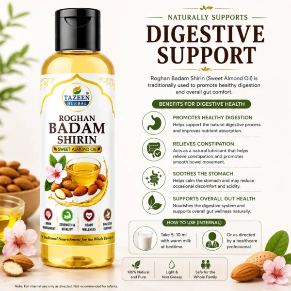 Sweet almond oil for digestive support gut wellness and healthy digestion