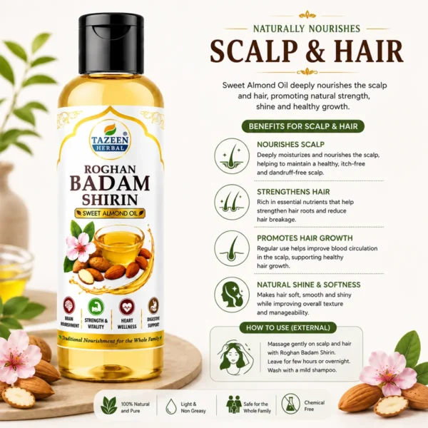 Sweet almond oil for healthy hair growth scalp nourishment and shine