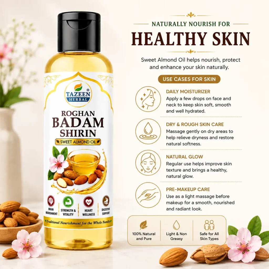 Sweet almond oil for healthy skin hydration softness and natural glow