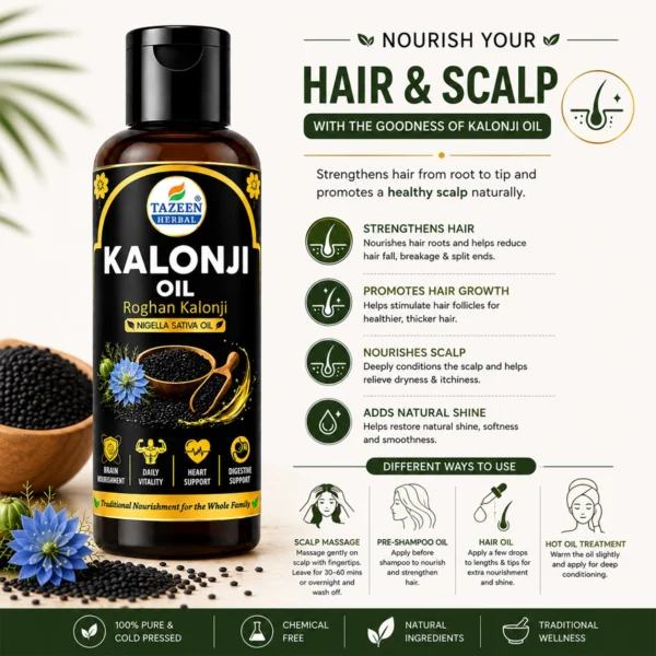 Kalonji oil for hair growth scalp nourishment and shine